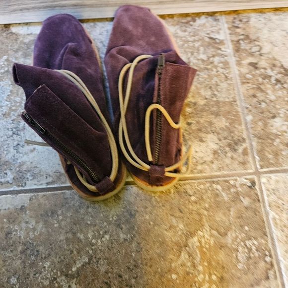 Sundance Satorisan Silverlake Suede Boots Oxblood Burgundy Red - Picture 2 of 14